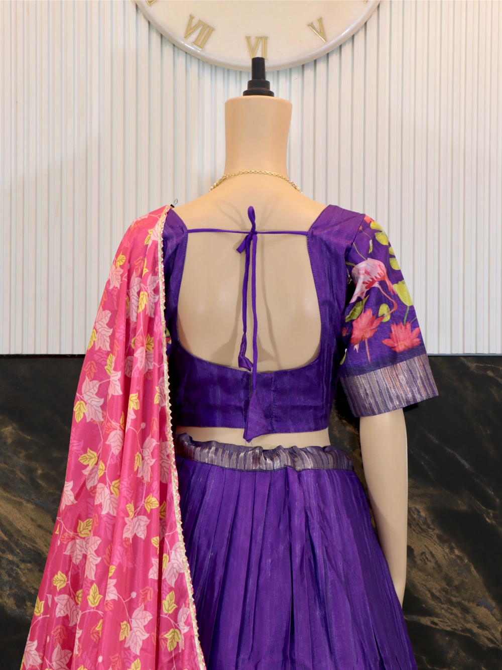 Trending Soft Cotton Silk Lehenga Choli in Purple and Yellow Colors– By Swaya World