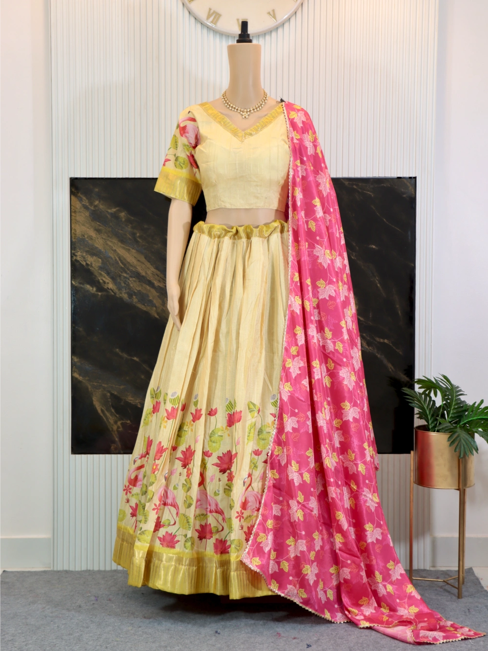 Trending Soft Cotton Silk Lehenga Choli in Purple and Yellow Colors– By Swaya World
