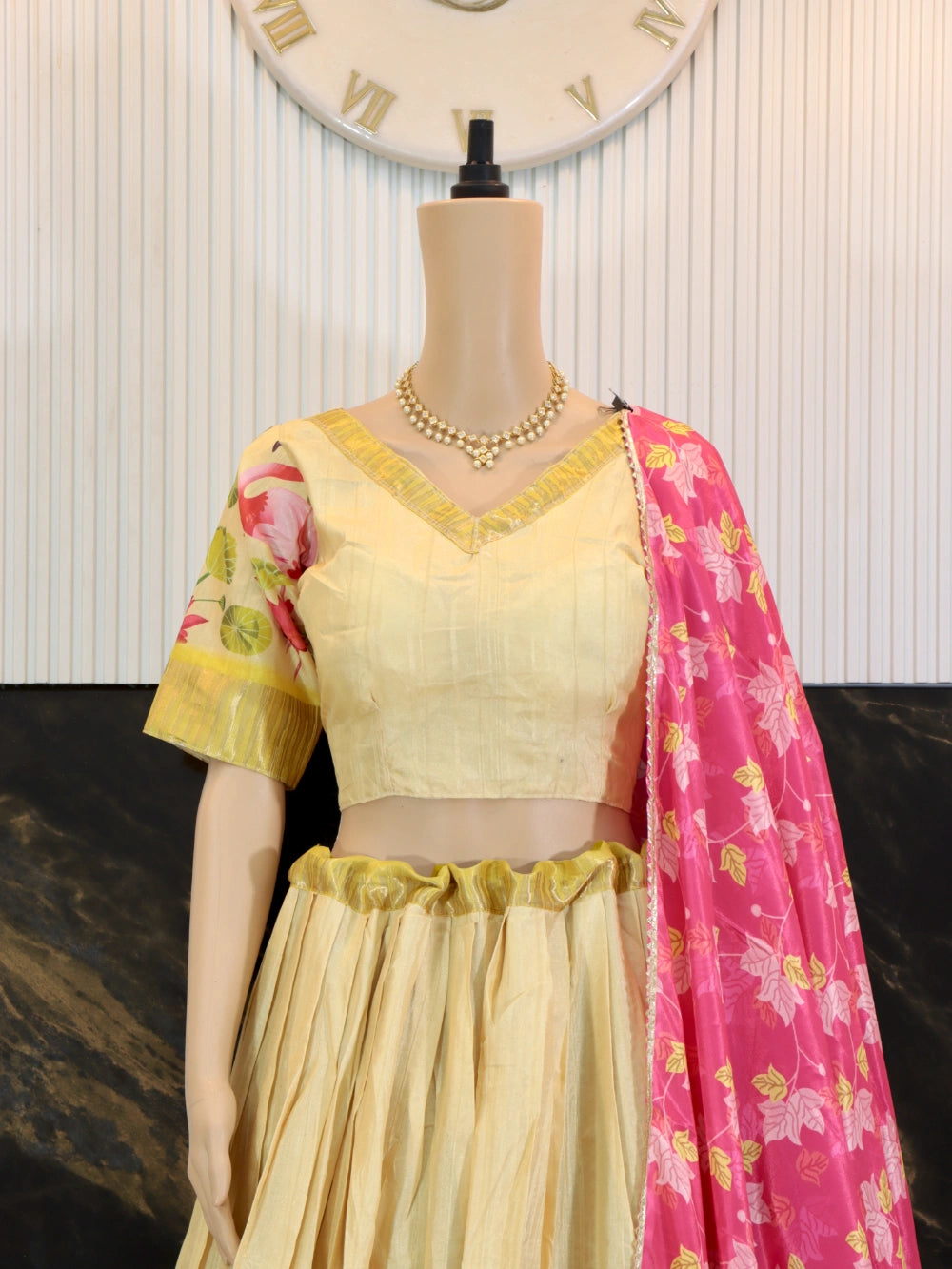 Trending Soft Cotton Silk Lehenga Choli in Purple and Yellow Colors– By Swaya World