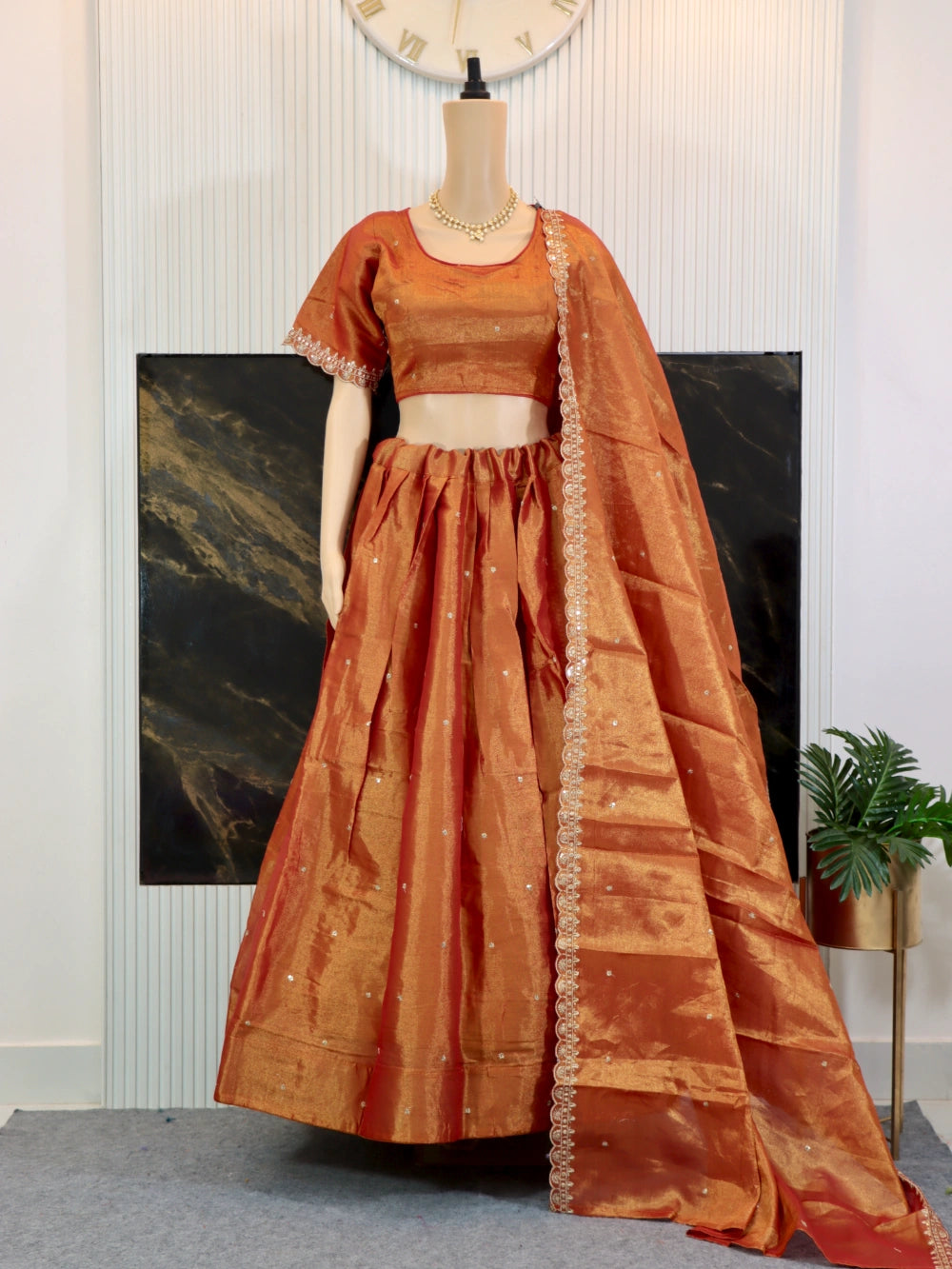 New Festive Golden Rusty Color Lehenga Choli with Heavy Embroidery Thread Work – By Swaya World