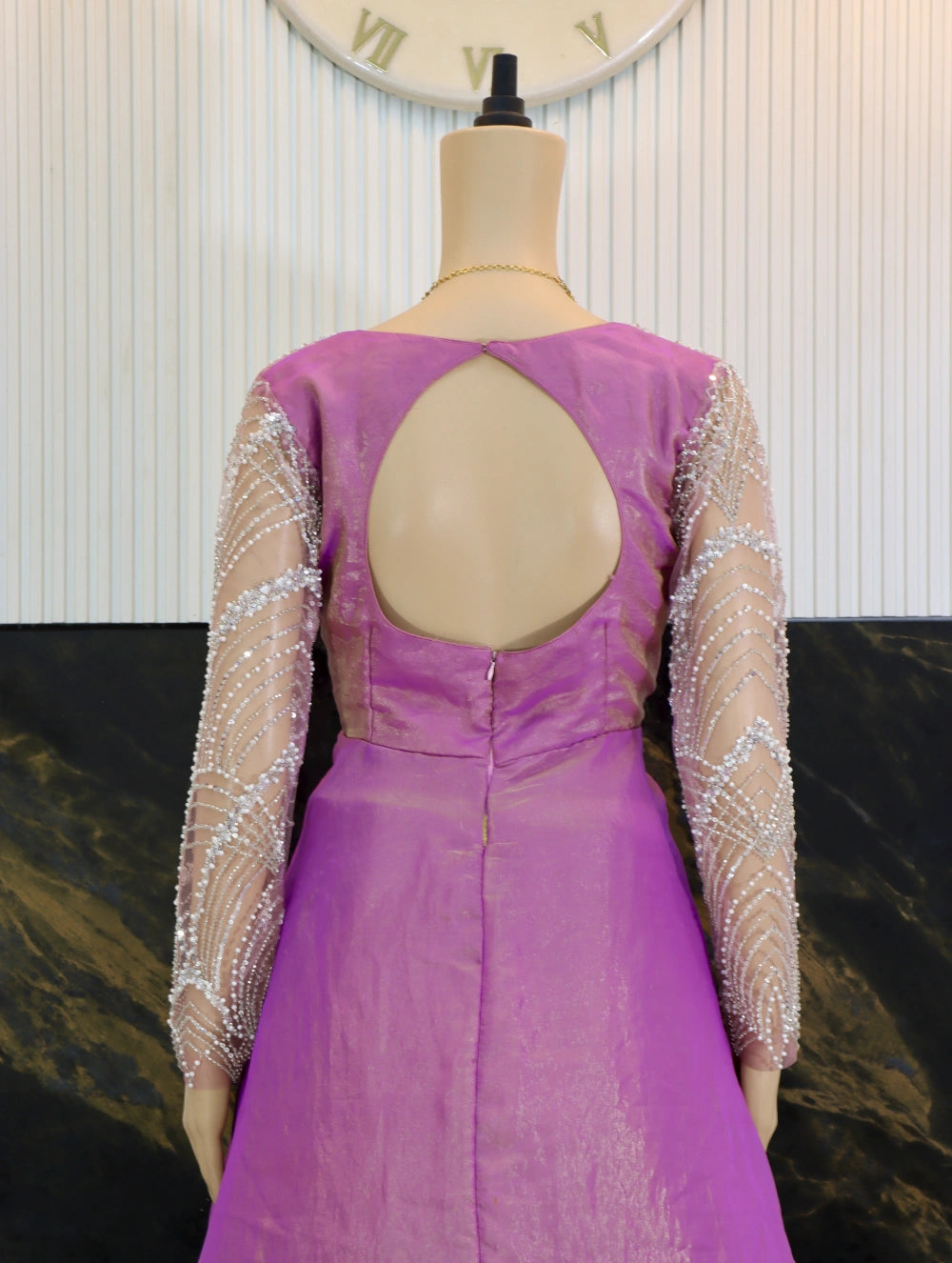 Pink & Orchid Designer Slit Anarkali with Layered Skirt – Intricate Beadwork & Sheer Sleeves By Swaya World