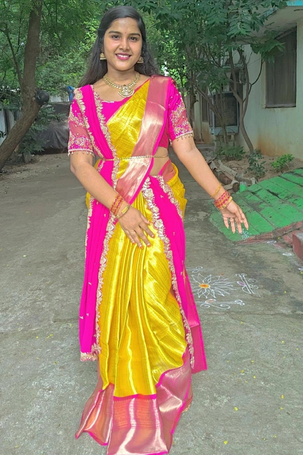 Pure Banarasi Semi Katan Soft Silk Saree in Yellow with Double Zari Weaving, Buta Design & Running Blouse – Premium New Arrival