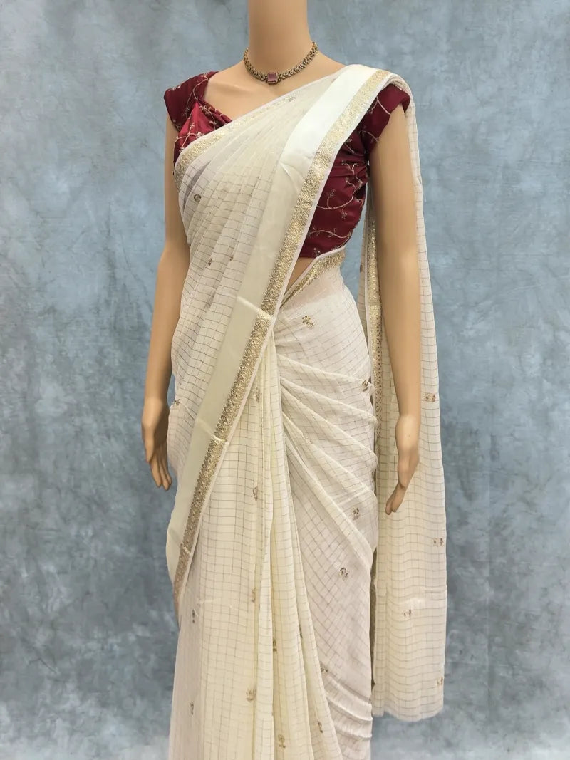 Premium Viscose Georgette Saree with Full Sequence Work & Designer Blouse