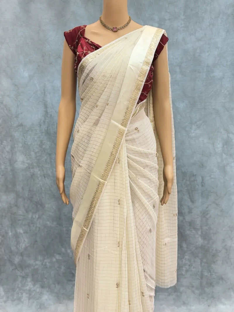 Premium Viscose Georgette Saree with Full Sequence Work & Designer Blouse