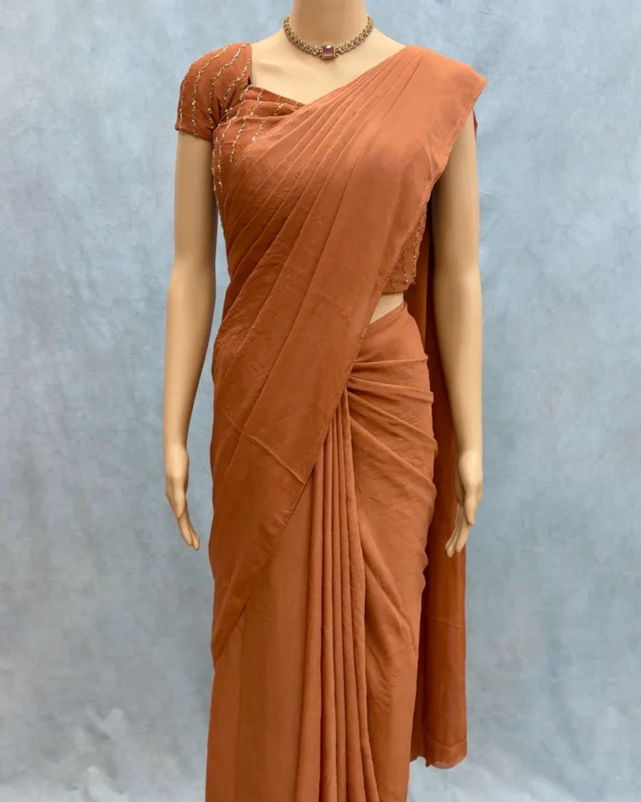 Premium Rangoli Crush Silk Saree with Sequins Bits Blouse