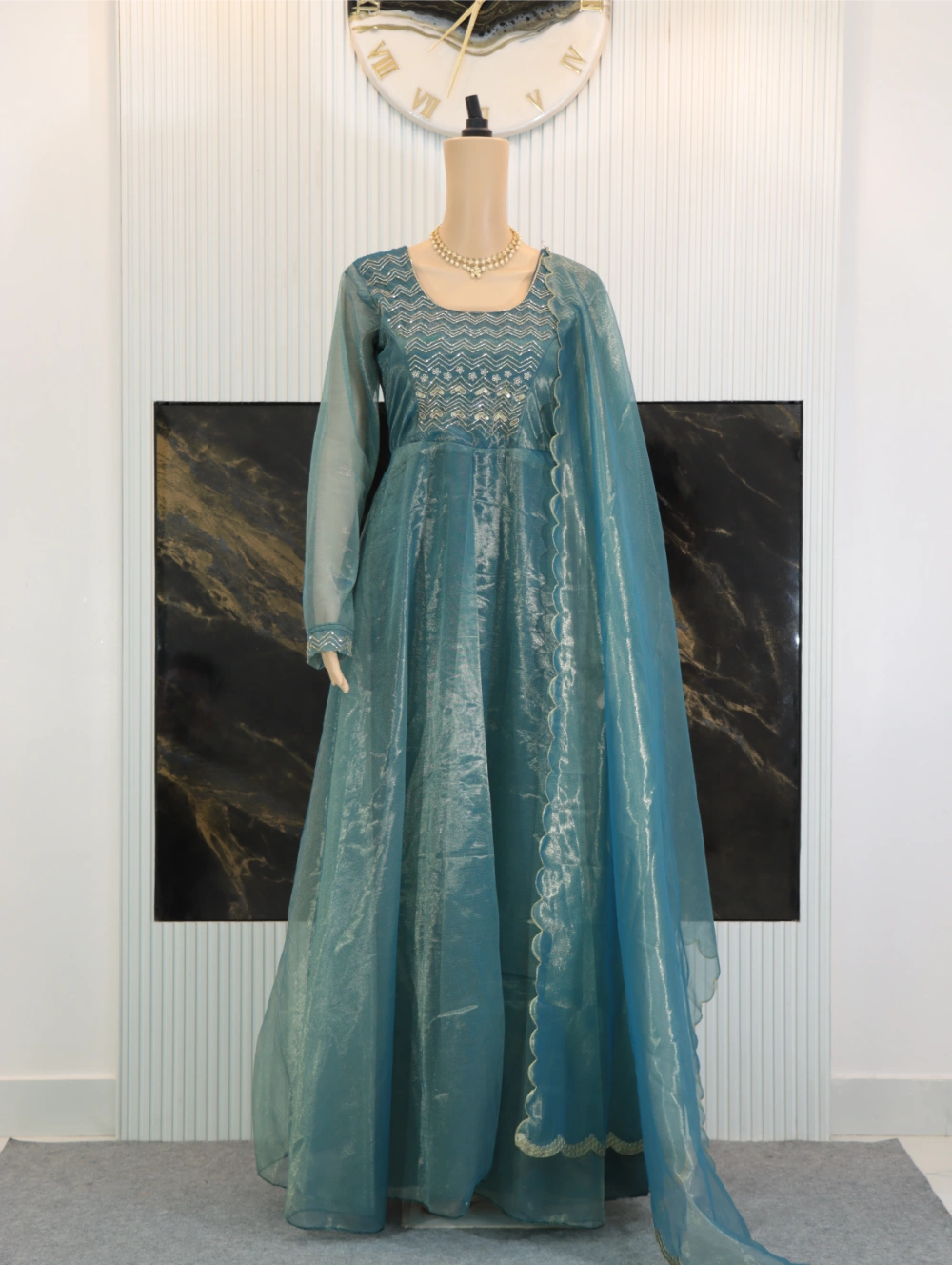 Designer Hand Work Gown with Cut Work Dupatta in Teal Blue, Lavender, and Wine - Perfect for Weddings and Festivals (Sizes M to XXL) - By Swaya World