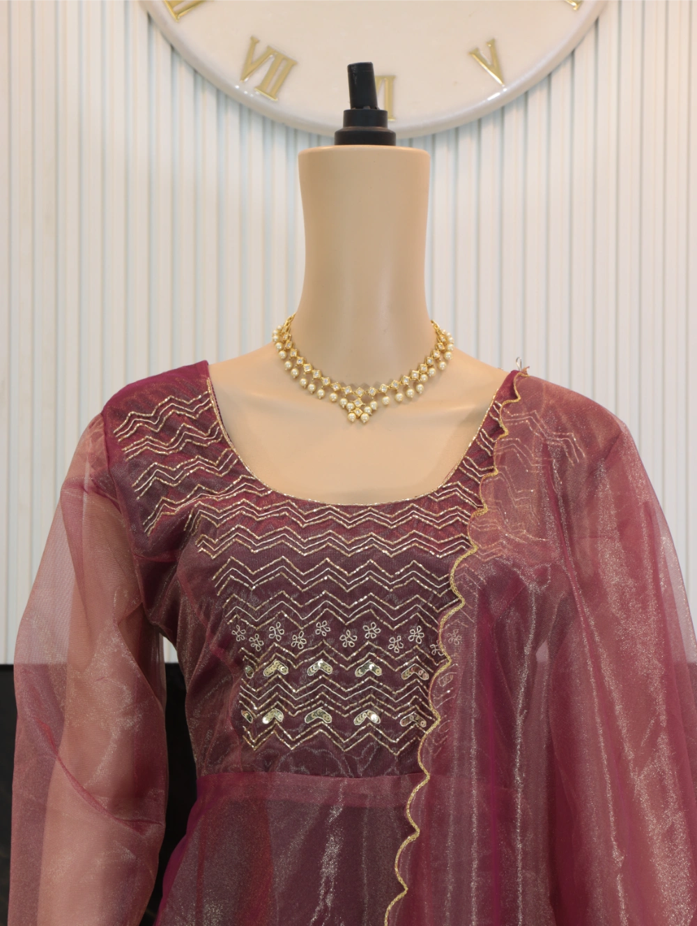 Designer Hand Work Gown with Cut Work Dupatta in Teal Blue, Lavender, and Wine - Perfect for Weddings and Festivals (Sizes M to XXL) - By Swaya World