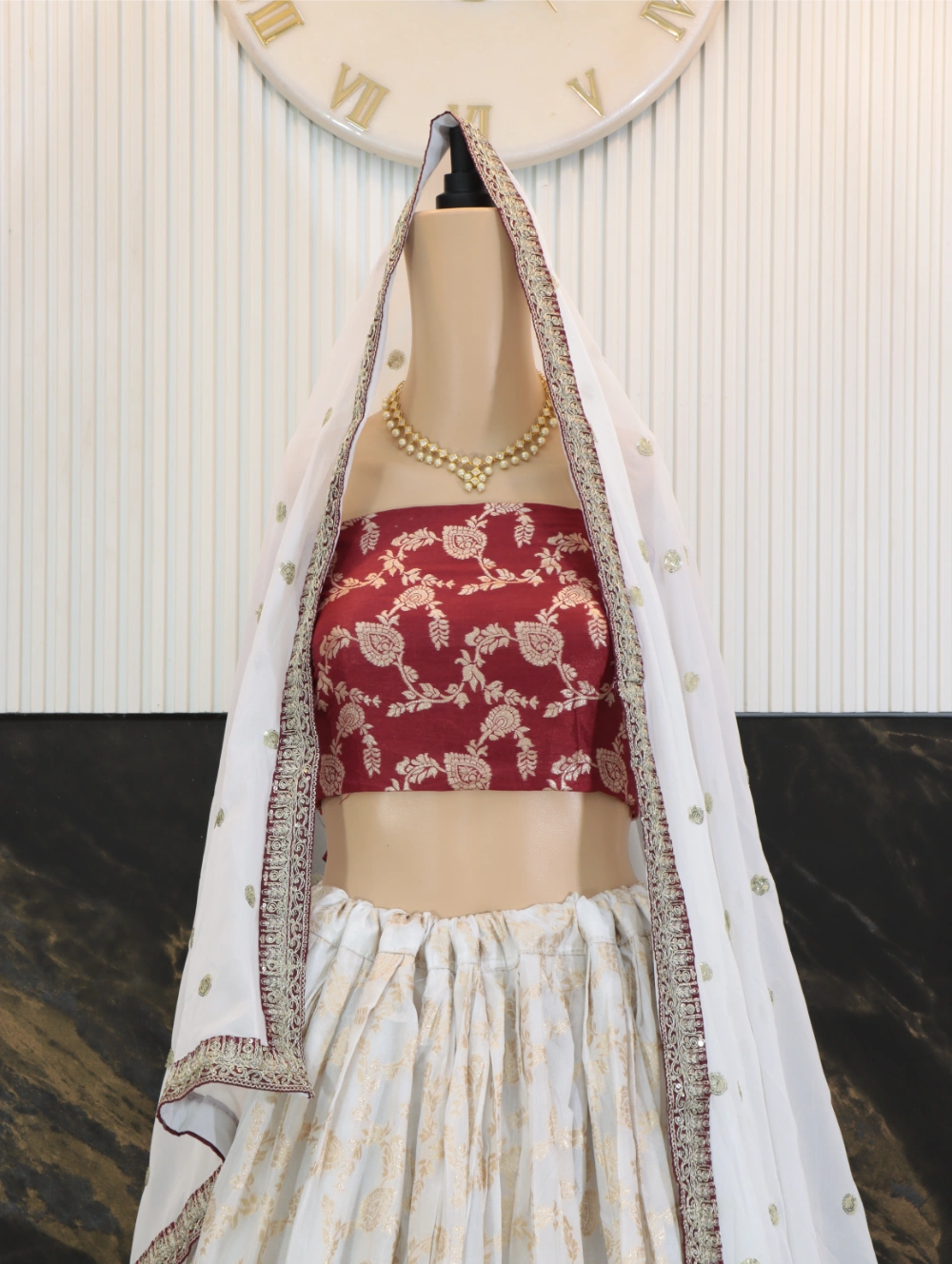 Designer Dola Weaving Lehenga Choli with Zari Work & Organza Dupatta – By Swaya World