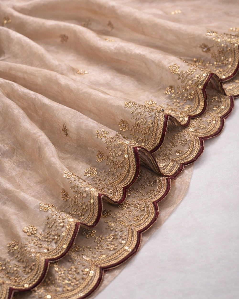 Fendy Satin Sequin Work Saree with Contrast Running Blouse – Premium Designer Collection