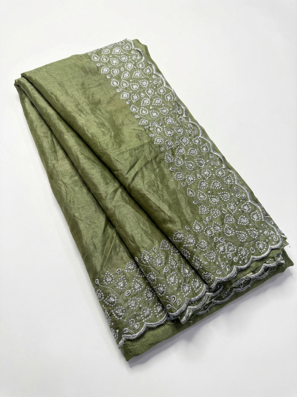 Space Silk Saree with Contrast Fancy Embroidery & C-Pallu – Designer Collection in 6 Vibrant Colors