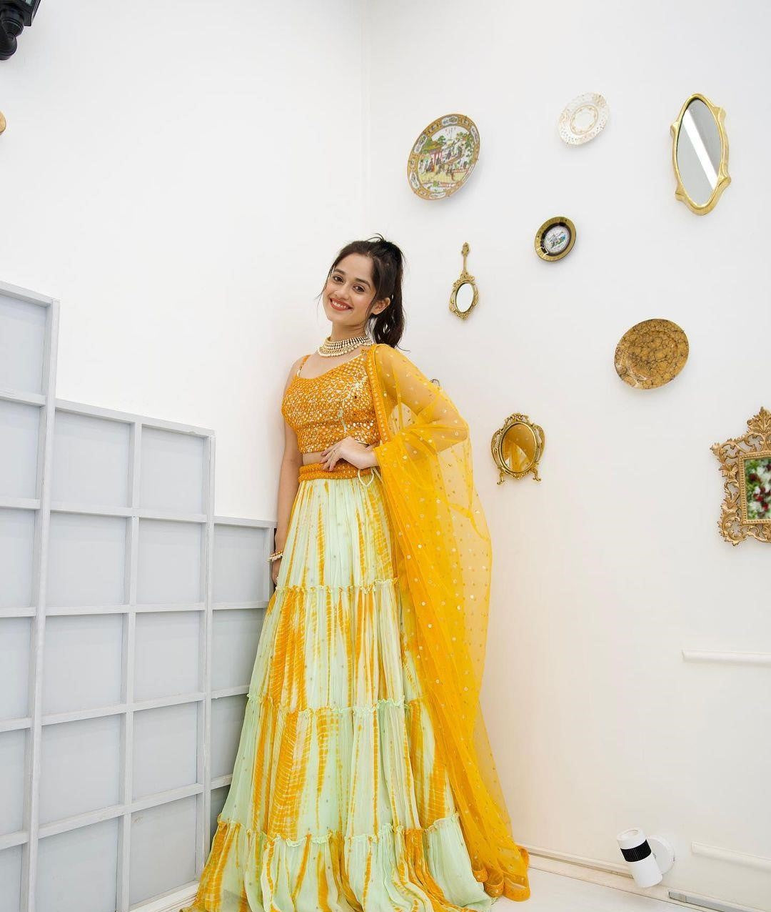 Designer Yellow Lehenga Choli For Women With Heavy Sequence