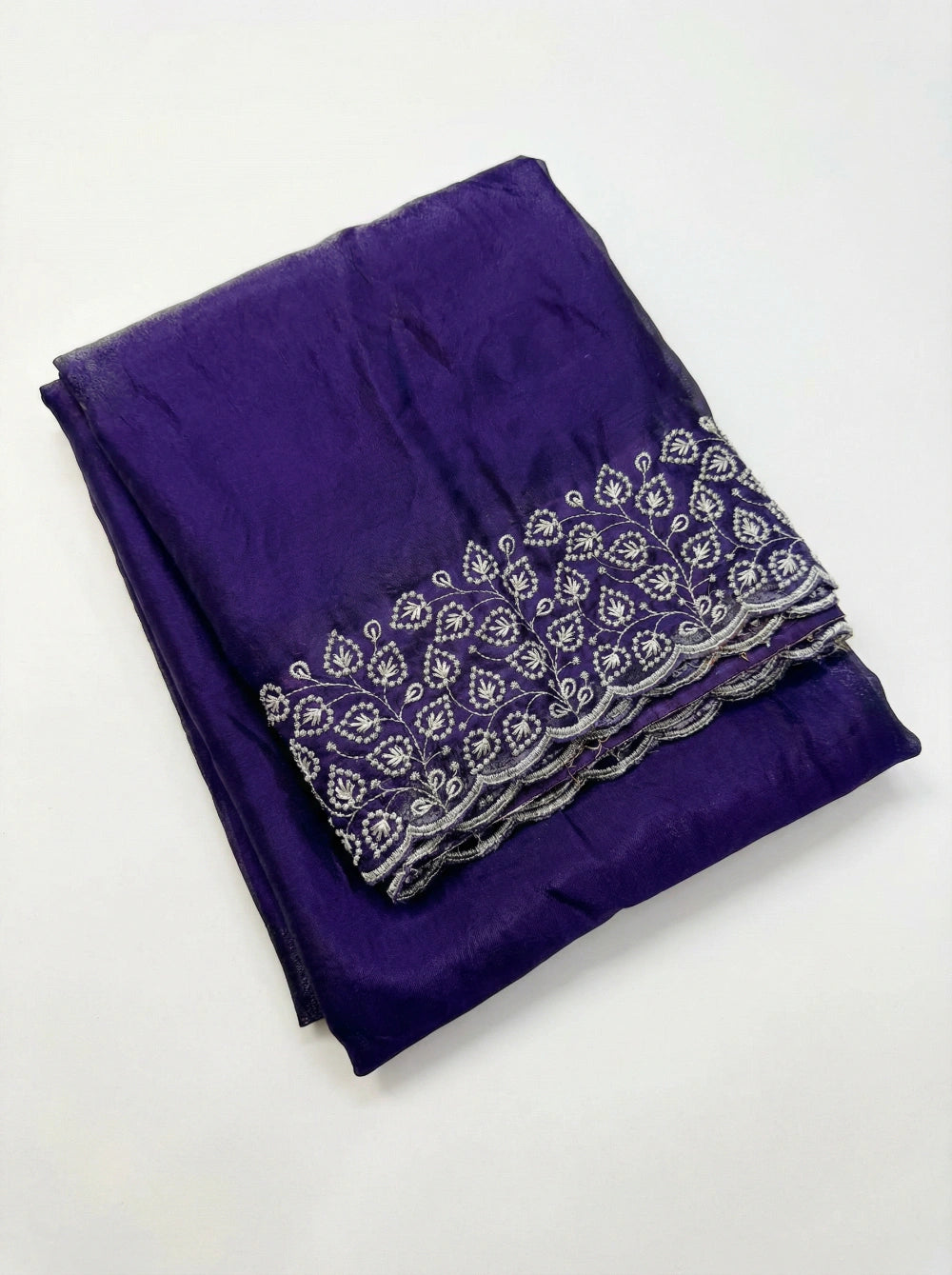 Space Silk Saree with Contrast Fancy Embroidery & C-Pallu – Designer Collection in 6 Vibrant Colors