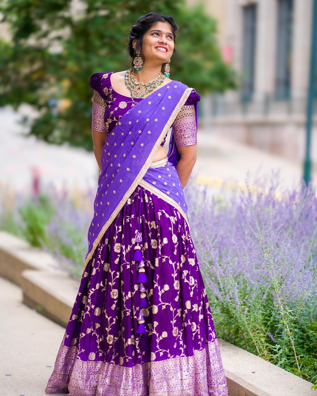 Pin by Raghuveer N on Quick saves | Half saree designs, Half saree lehenga, Silk  saree blouse designs patterns
