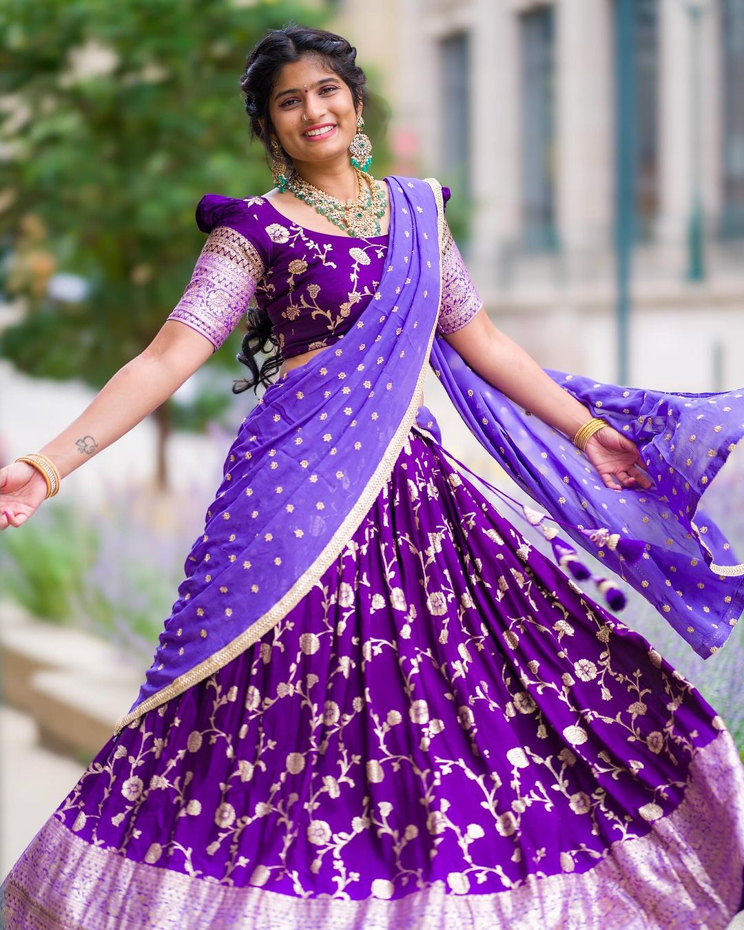 Buy Madurai Sungudi Cotton Saree - Hand Weaving and Wax Printed Unique  Design & Half & Half Saree - Purple & White Color Wax Design for Women. at  Amazon.in