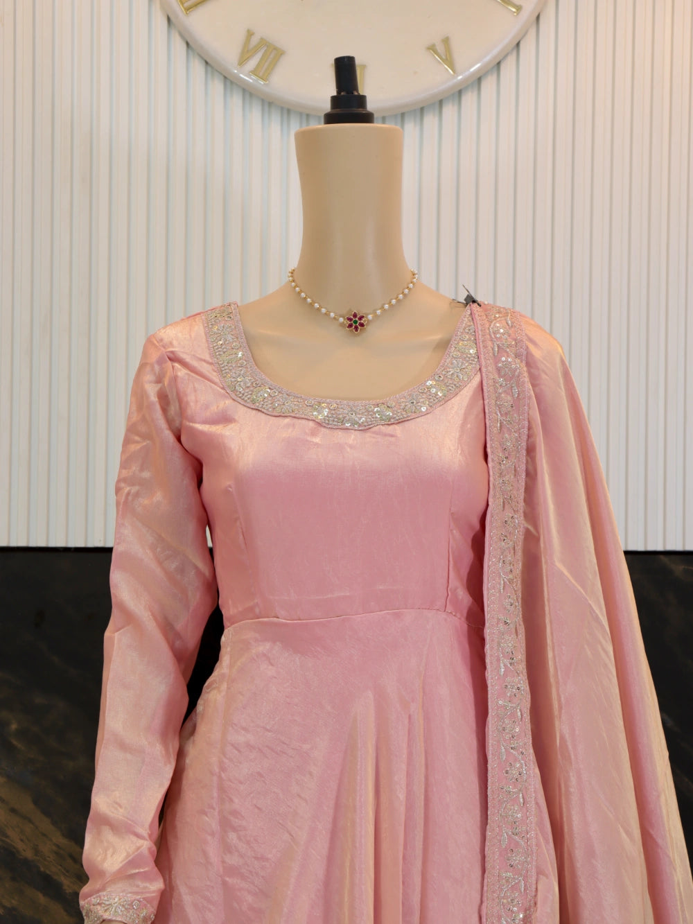 Heavy Designer Party Wear Gown-Dupatta with Multi-Thread Embroidery Sequence Work in Lavender, Maroon, Pink, and Blue – By Swaya World