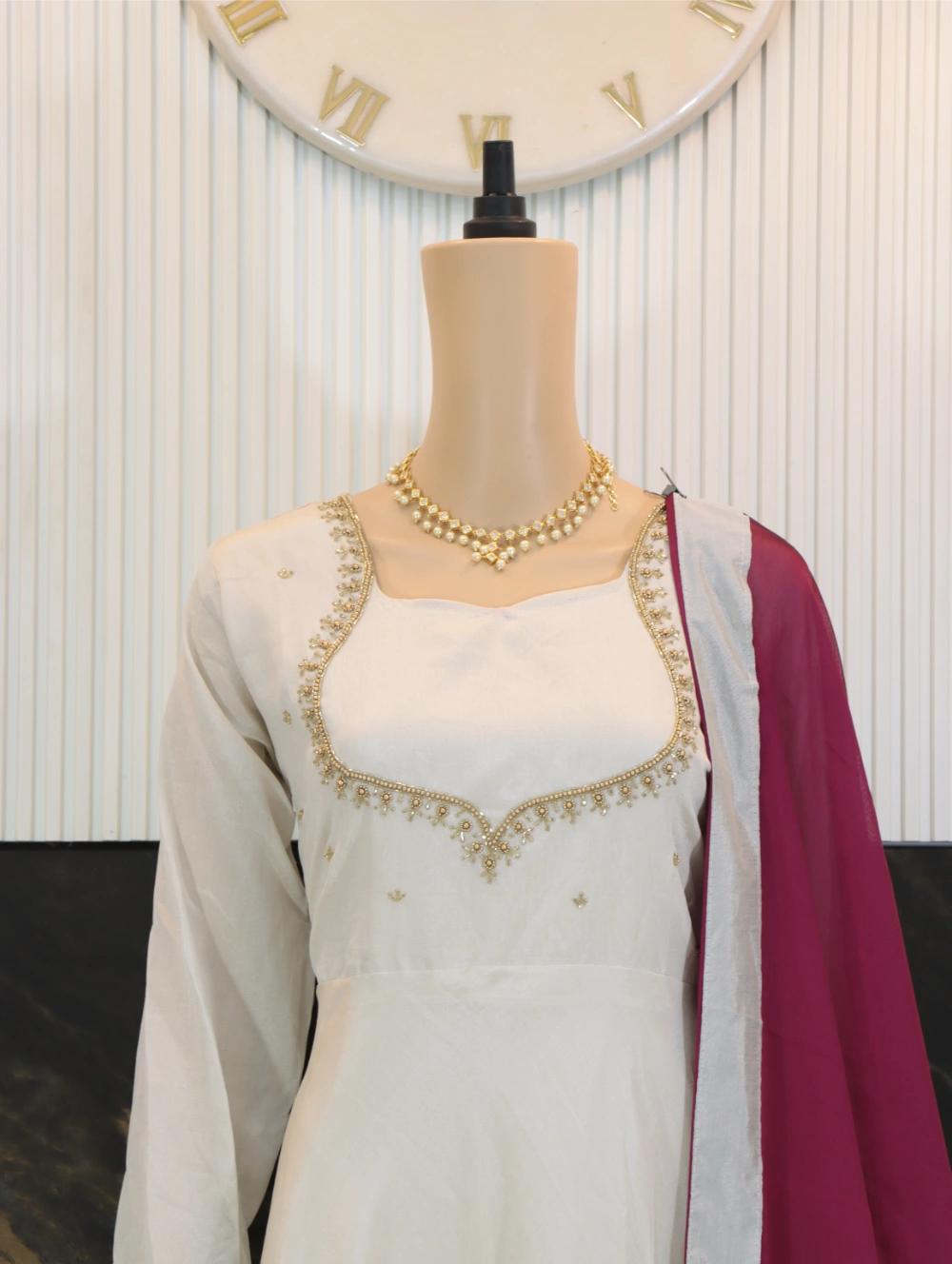 Super Hit Designer Hand Work Gown in Violet, Blue, White, and Green – By Swaya World