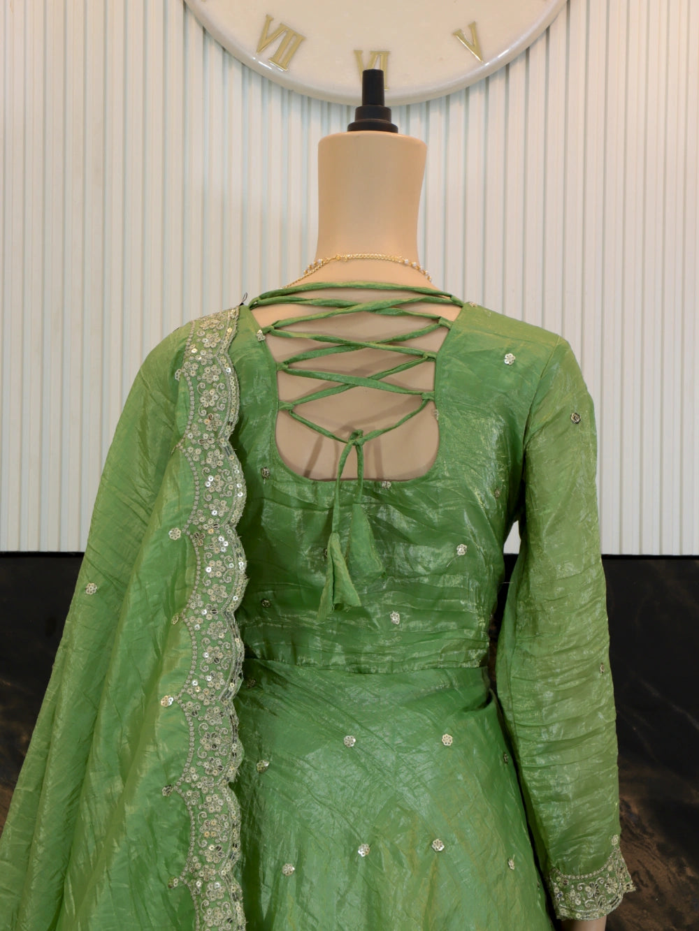 Designer Party Wear Fancy Umbrella Gown with Dupatta & Bottom Set in Lavender, Green, and Pink – By Swaya World