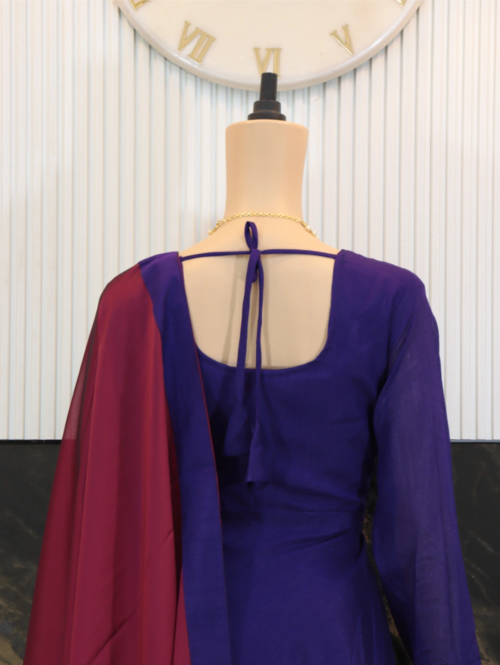 Super Hit Designer Hand Work Gown in Violet, Blue, White, and Green – By Swaya World