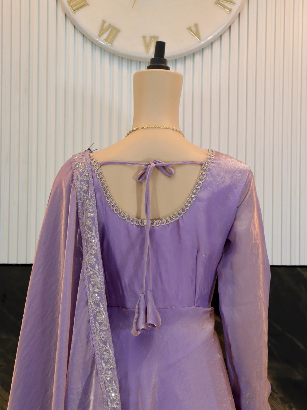 Heavy Designer Party Wear Gown-Dupatta with Multi-Thread Embroidery Sequence Work in Lavender, Maroon, Pink, and Blue – By Swaya World