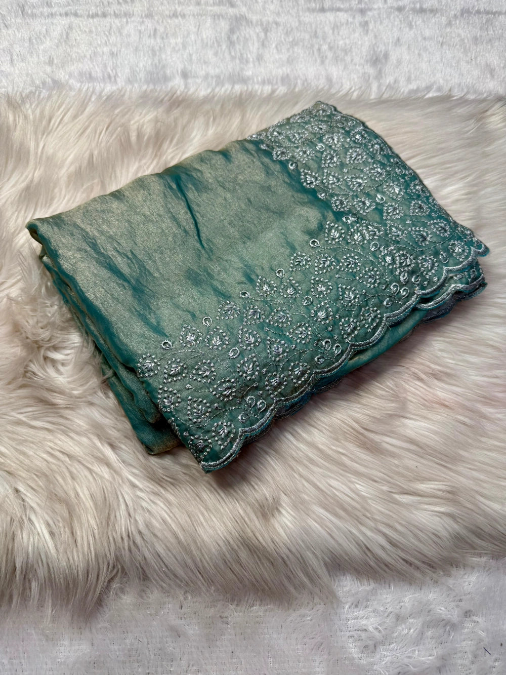 Space Silk Saree with Contrast Fancy Embroidery & C-Pallu – Designer Collection in 6 Vibrant Colors