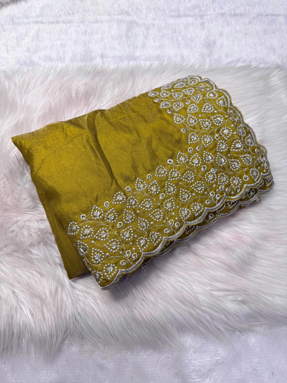 Space Silk Saree with Contrast Fancy Embroidery & C-Pallu – Designer Collection in 6 Vibrant Colors