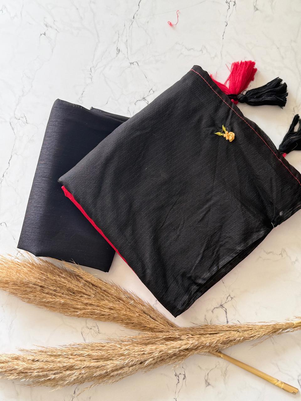 Premium Kota Doriya Viscose Saree with Red-Black Gradient