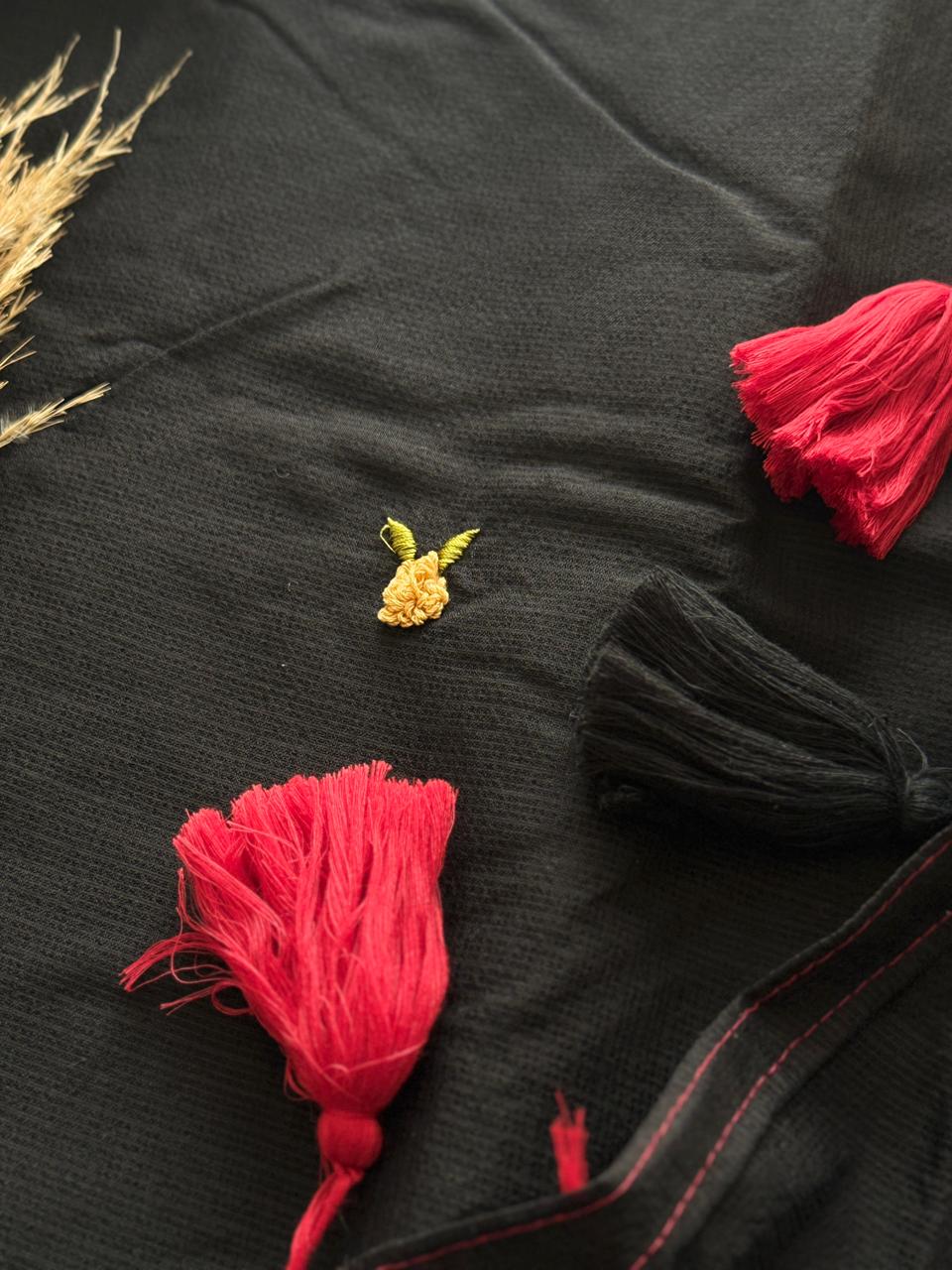 Premium Kota Doriya Viscose Saree with Red-Black Gradient