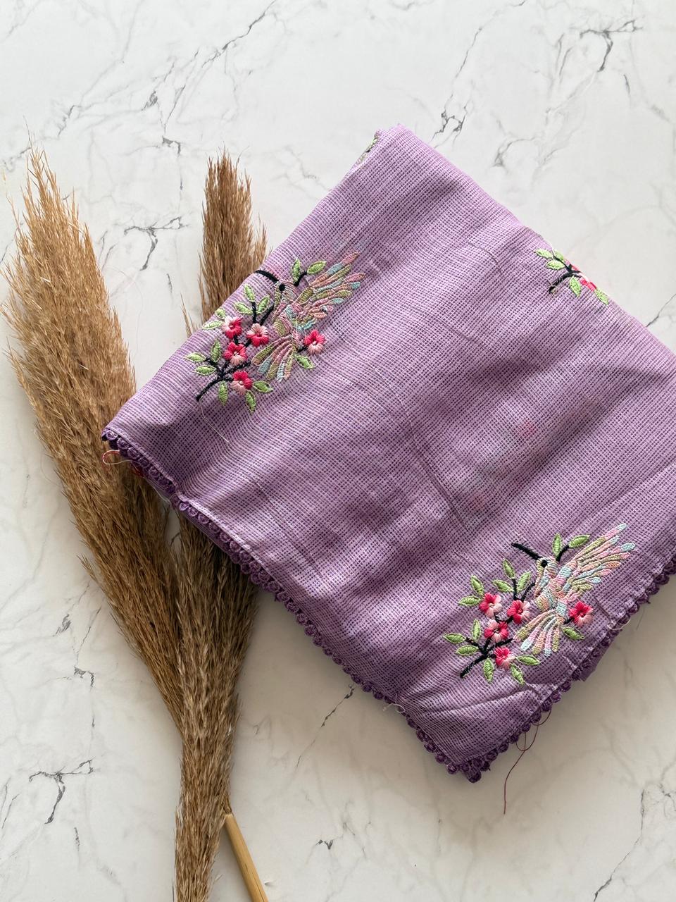 Premium Kota Doriya Silk Saree with Multicolor Rainbow Thread Work & Four-Side GPO Lace Border