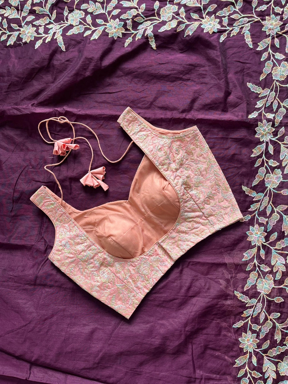 Premium Chanderi Saree with Multi-Thread Embroidery Pallu & Cutwork – Paired with Pure Chikankari Baby Pink Blouse