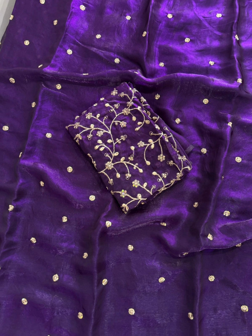 Fendy Satin Full Sequin Work Saree with Matching Full Work Blouse – Premium Partywear Collection