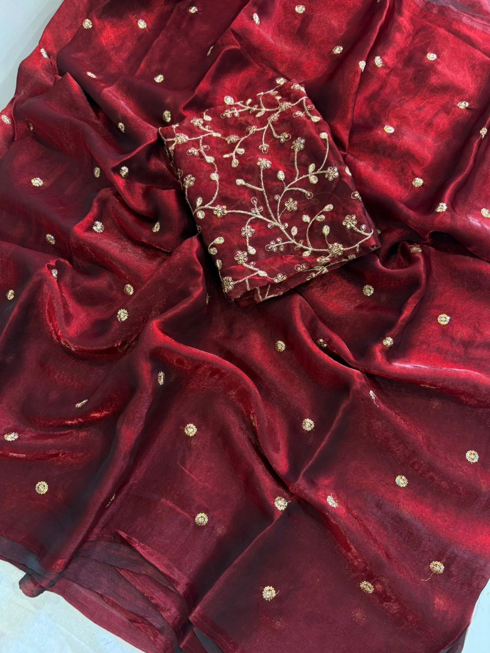 Fendy Satin Full Sequin Work Saree with Matching Full Work Blouse – Premium Partywear Collection