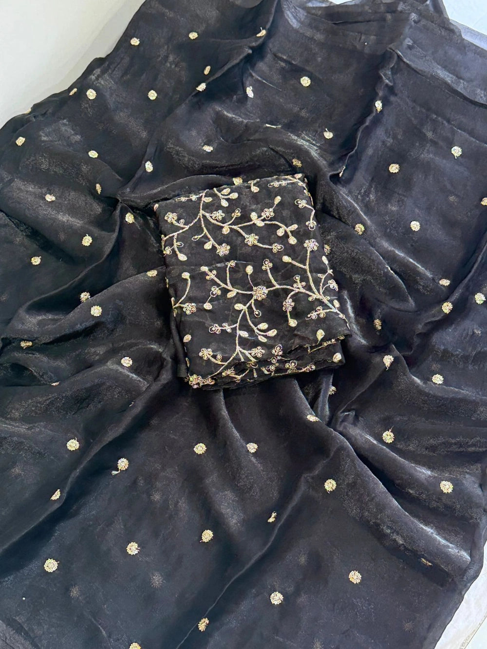 Fendy Satin Full Sequin Work Saree with Matching Full Work Blouse – Premium Partywear Collection