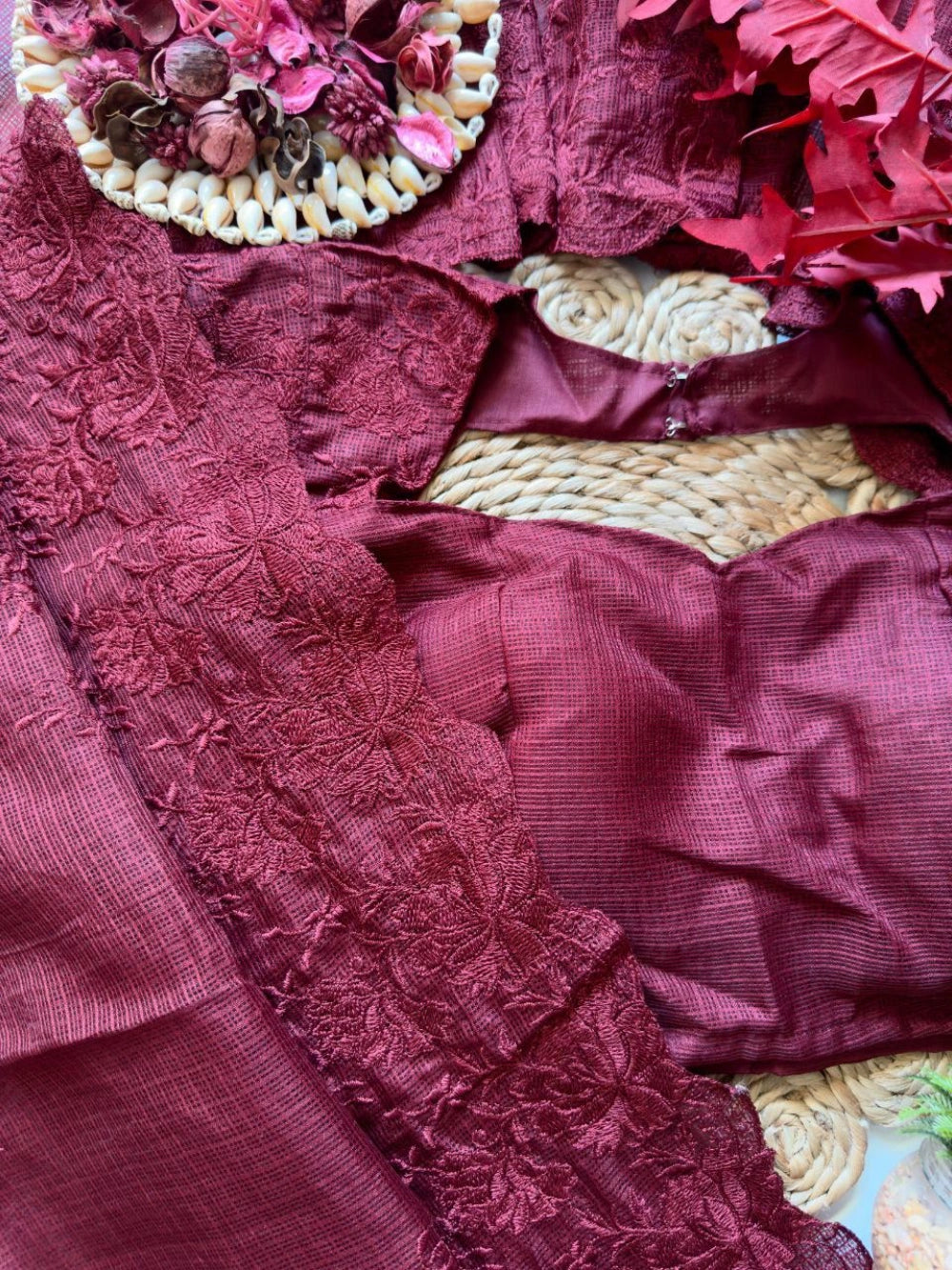 Premium Soft Kota Doriya Saree with Tone-on-Tone Multithread Embroidery & Cutwork – Matching Butti Work Blouse Included