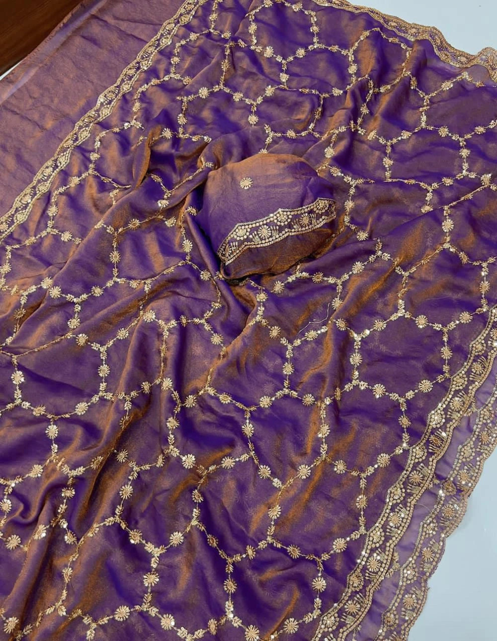 Premium NC Moss Silk Saree with Multithread & Sequin Embroidery – Fancy Sequin Work Blouse Included
