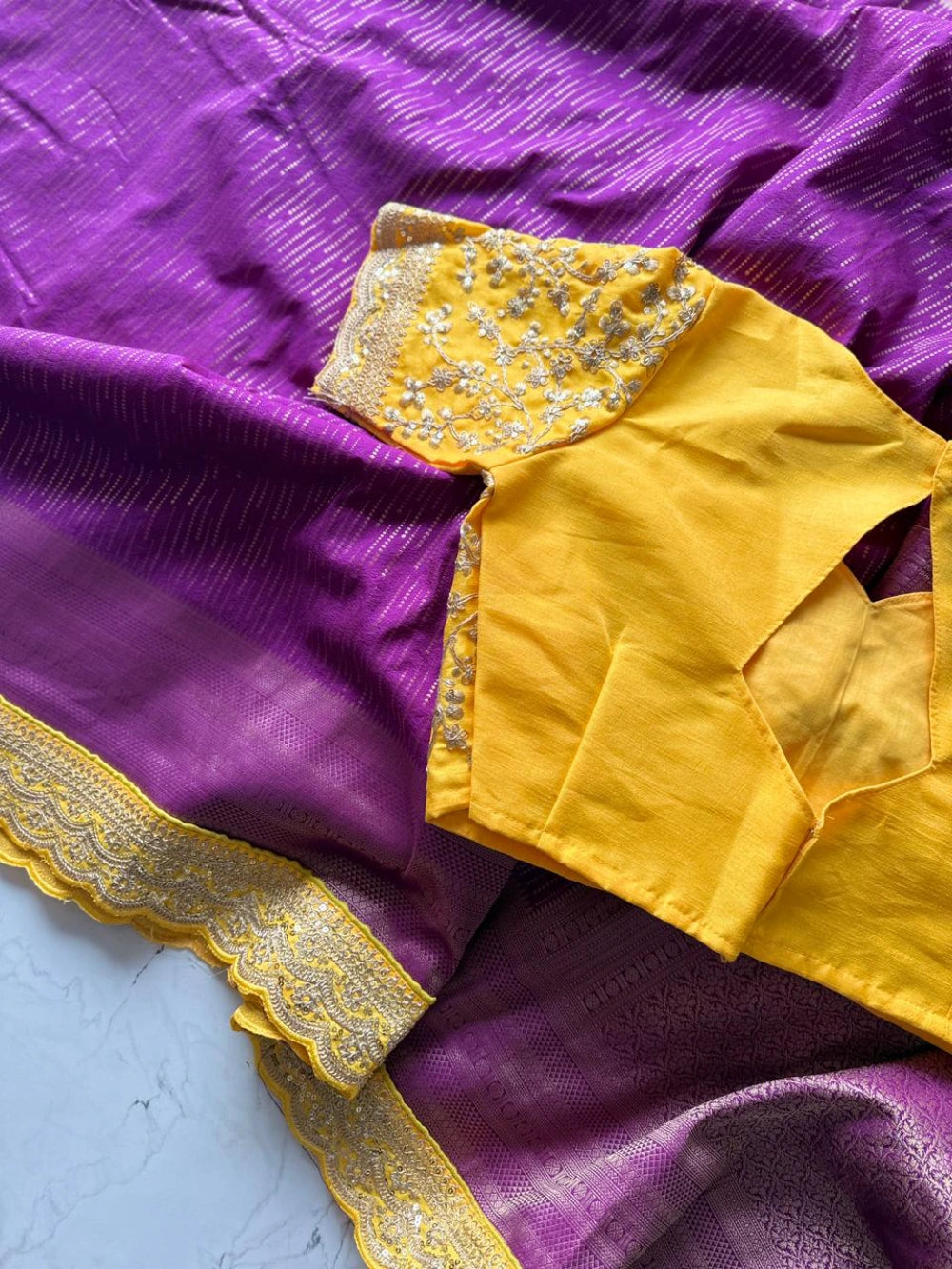 Pure Banarasi Pattu Saree with All-Over Weaving, Scalloped Embroidered Border & Designer Sequin Blouse