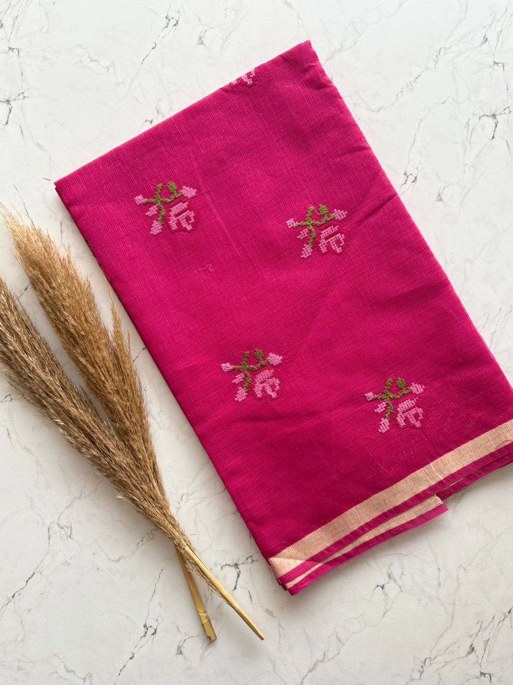 Premium Pure Kota Doriya Silk Saree with Lotus Multithread Work & Pure Border