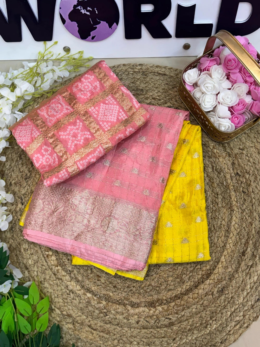 Premium Viscose Georgette Saree with Heavy Bandhani Blouse