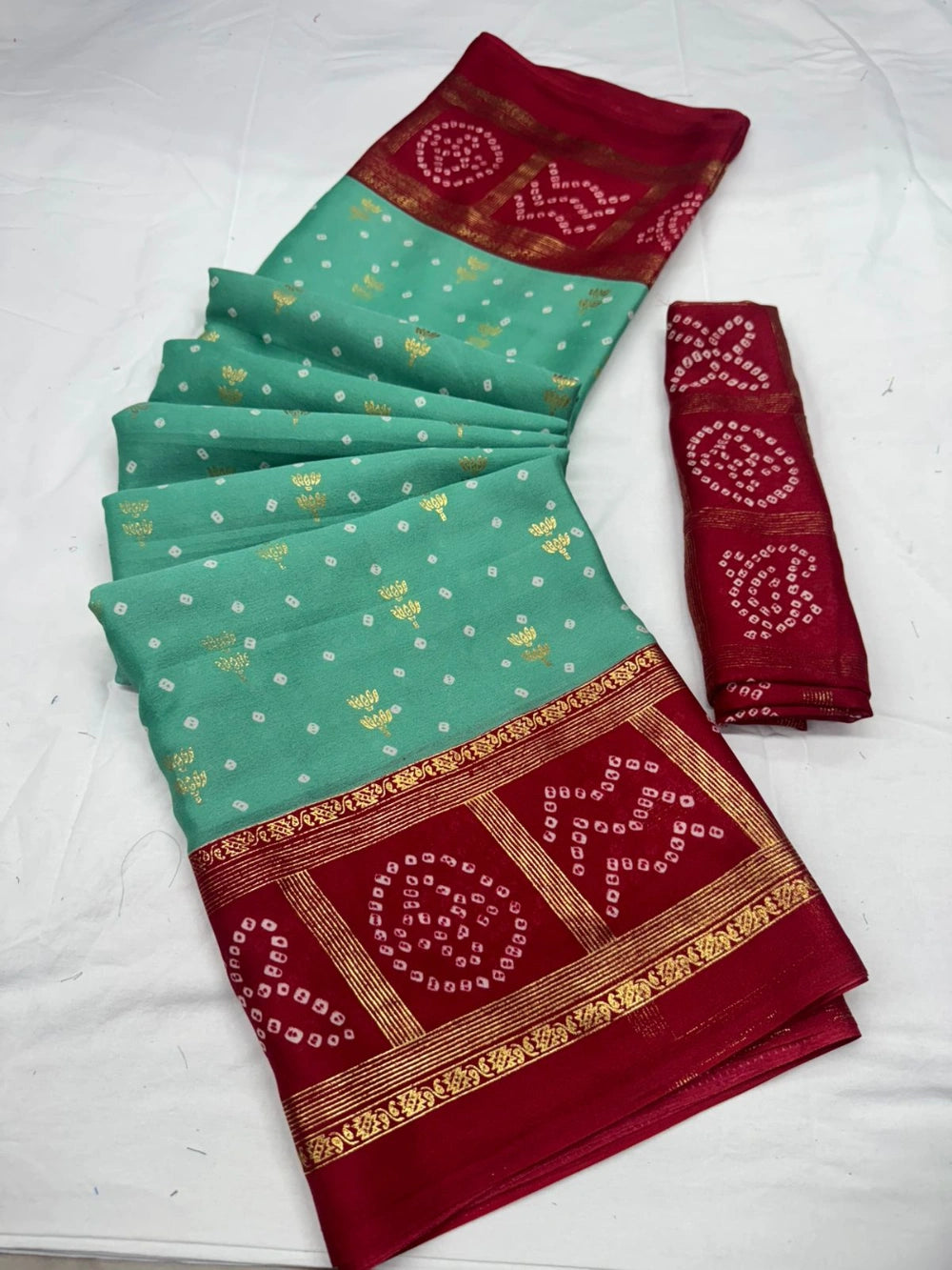 Premium Dola Silk Saree with Jacquard Border & Jari Weaving – Printed Blouse
