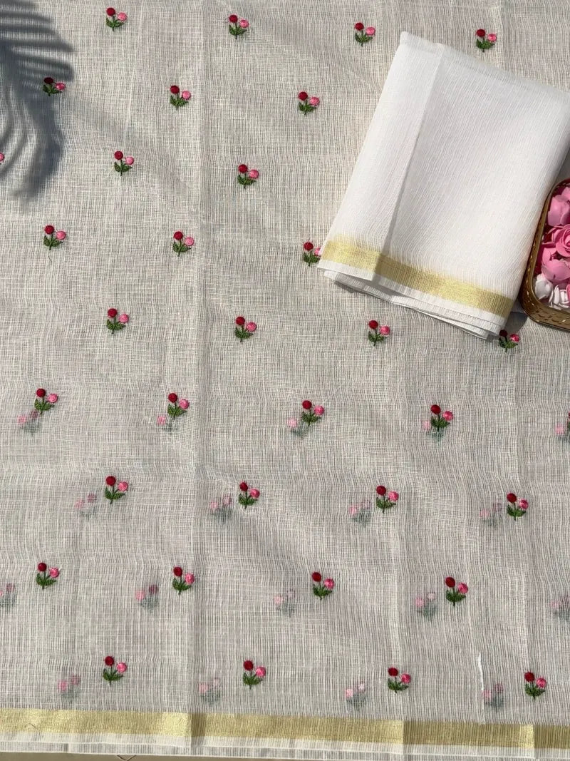 Premium Kota Doriya Saree with Multi‑Color Butti Work & Plain Blouse