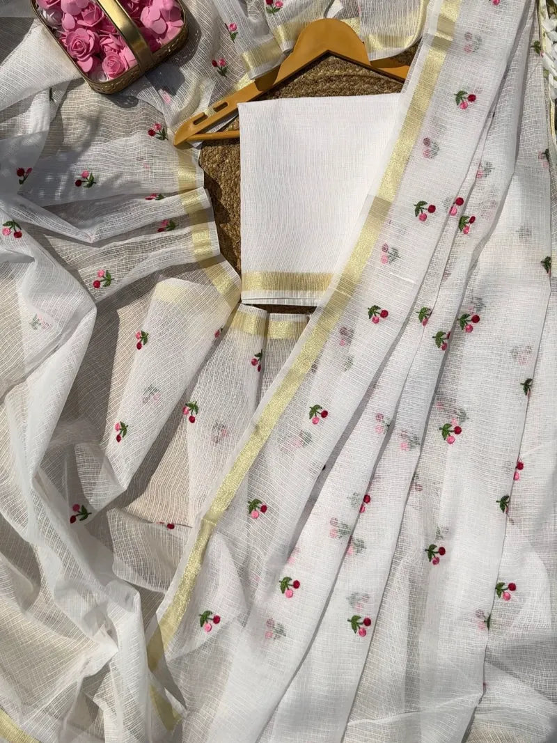 Premium Kota Doriya Saree with Multi‑Color Butti Work & Plain Blouse