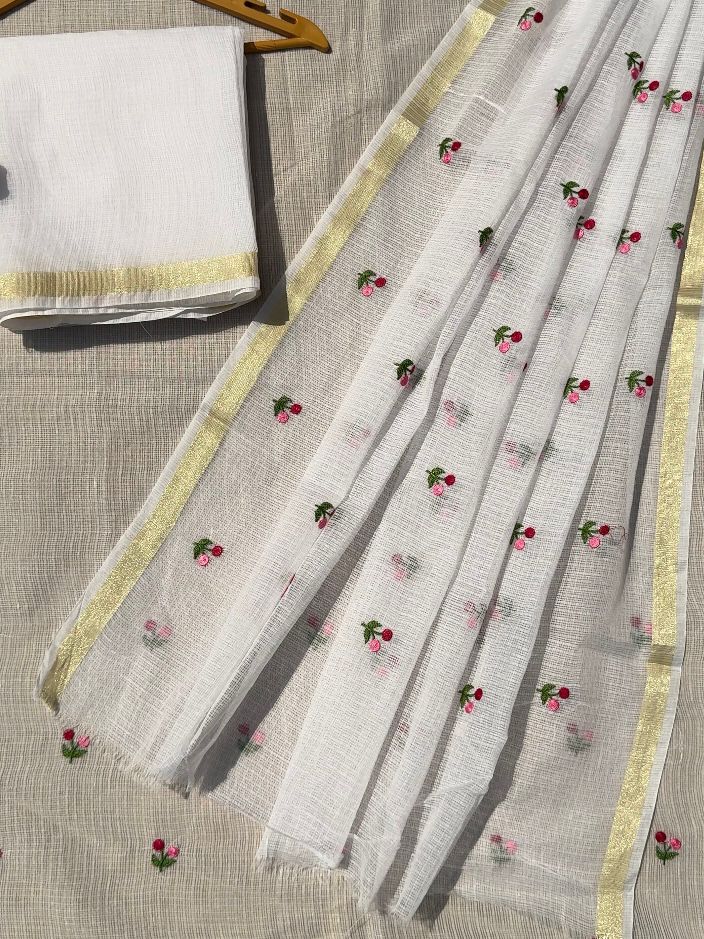 Premium Kota Doriya Saree with Multi‑Color Butti Work & Plain Blouse