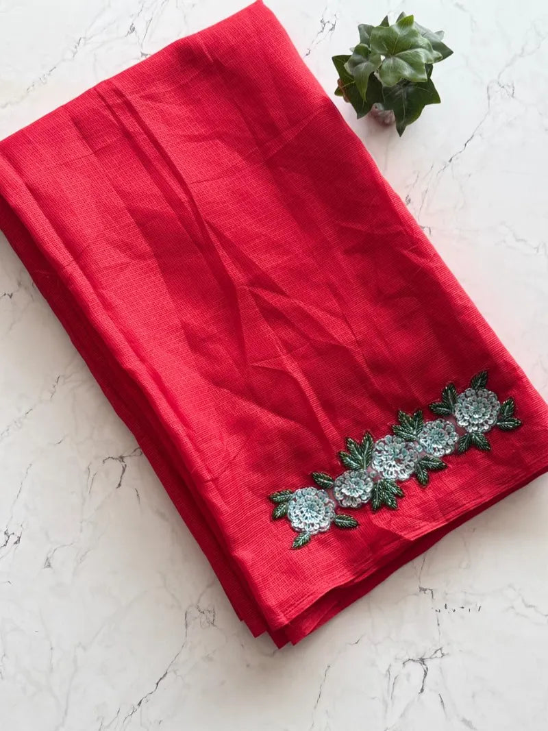 Premium Kota Doriya Saree with Multi‑Color Cut Dana & Sequence Handwork
