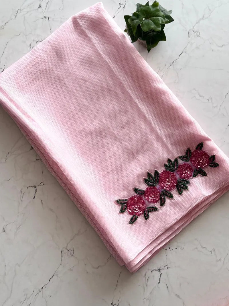 Premium Kota Doriya Saree with Multi‑Color Cut Dana & Sequence Handwork
