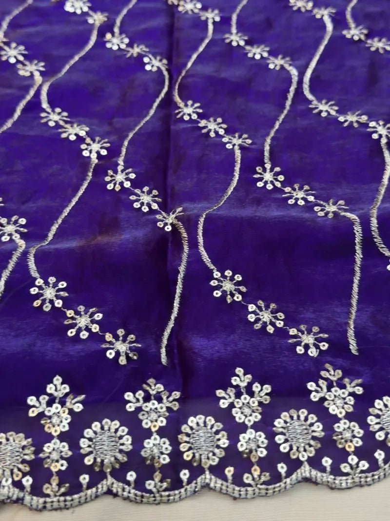 Premium Nc Moss Satin Dual Shade Saree with Multi‑Color Embroidery & Sequence Work