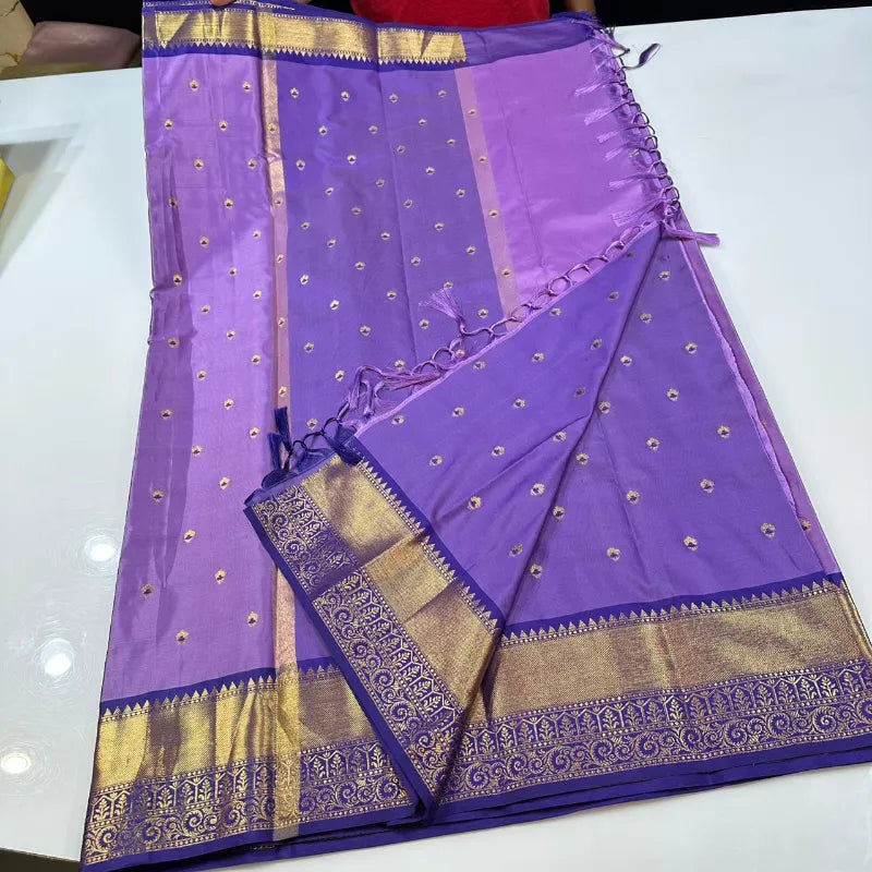 Premium Banarasi Semi‑Silk Mulberry Saree with Meenakari Brocade Jaal & Contrast Blouse