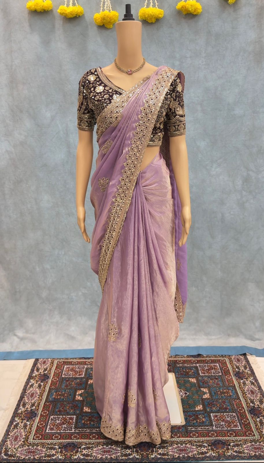 Premium Frendy Satin Saree with Sequence & Zari Embroidery – Heavy Stitched Blouse