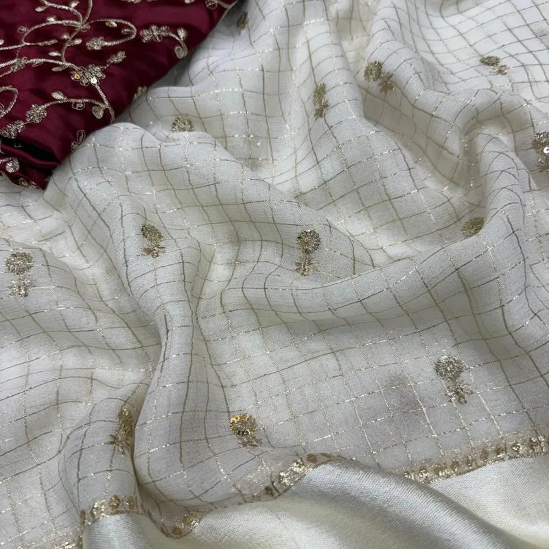 Premium Viscose Georgette Saree with Full Sequence Work & Designer Blouse