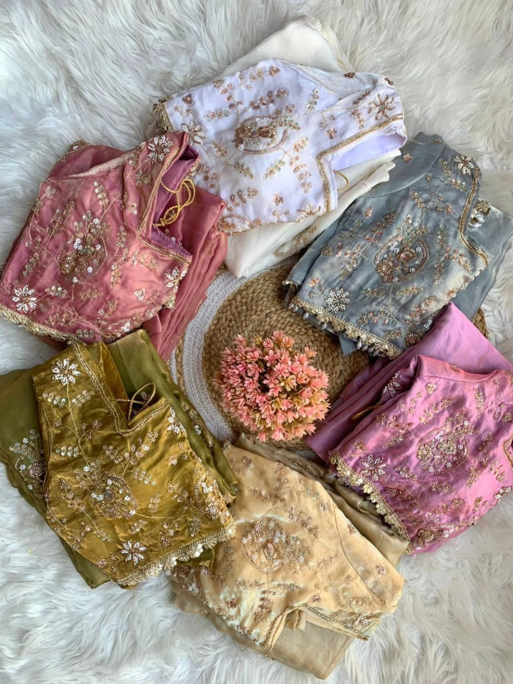 Premium Space Silk Saree with Heavy Beads Embroidery & Fancy Stitched Blouse