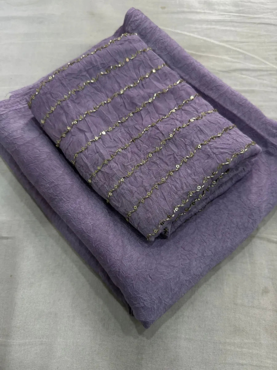 Premium Rangoli Crush Silk Saree with Sequins Bits Blouse