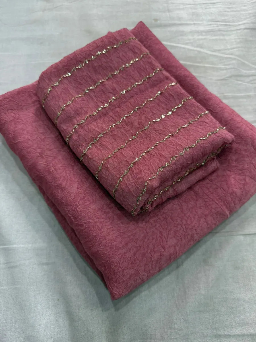Premium Rangoli Crush Silk Saree with Sequins Bits Blouse